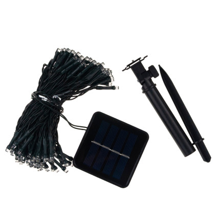 TG63192-1 SOLAR Weihnachtsbaumbeleuchtung 100 LED 10m GIRLANDS KALTWEISS 8 FUNKTIONEN