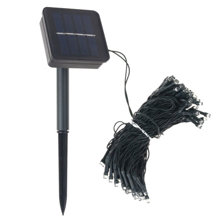 TG63192-1 SOLAR Weihnachtsbaumbeleuchtung 100 LED 10m GIRLANDS KALTWEISS 8 FUNKTIONEN