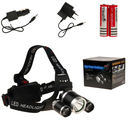TG63200 ZOOM LED ZOOM CREE XML T6 HEADLIGHT 2 wiederaufladbare Batterien + 2 Ladegeräte