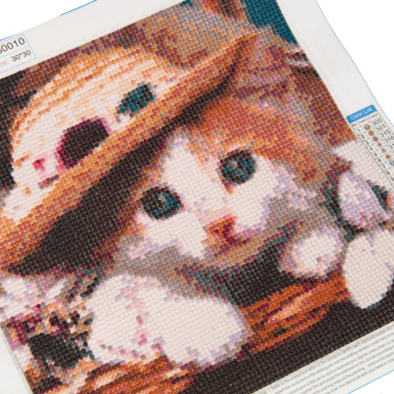 TG64203-5 DIAMANT-STICKEREI KITTY KATZE 3D MALEREI