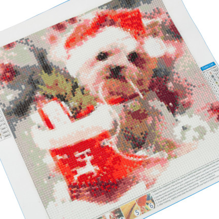 TG64203-9 DIAMANT-STICKEREI WEIHNACHTEN HÜNDCHEN 3D MALEREI