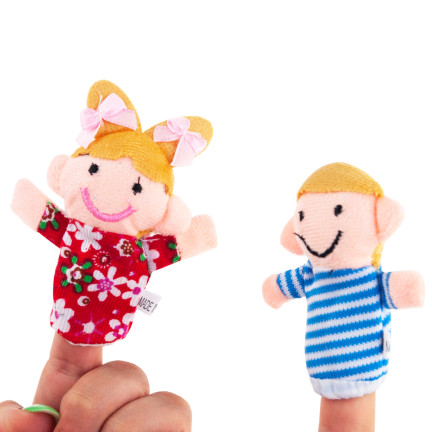 TG64628 Plüsch-Fingerpuppen, 6 Stück, Familie, Theater-Set, Fingerpuppen