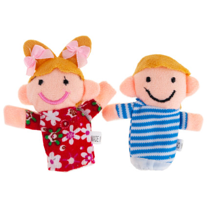 TG64628 Plüsch-Fingerpuppen, 6 Stück, Familie, Theater-Set, Fingerpuppen