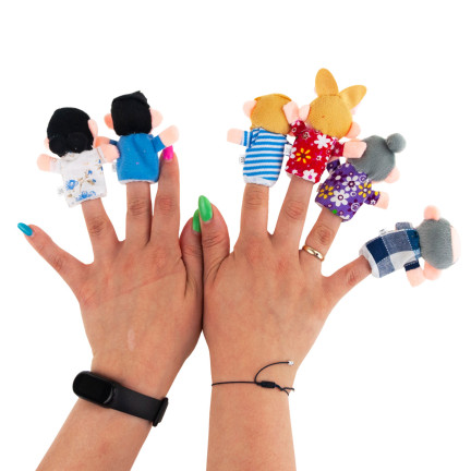 TG64628 Plüsch-Fingerpuppen, 6 Stück, Familie, Theater-Set, Fingerpuppen
