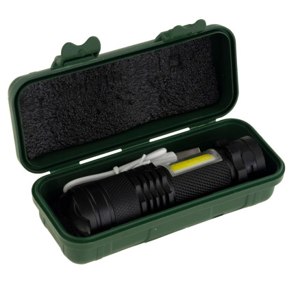 TG64636 TACTICAL LED ZOOM CREE DIODA Q5 Taschenlampe mit USB + Tasche