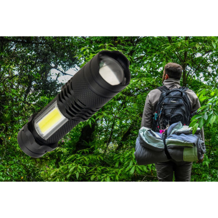 TG64636 TACTICAL LED ZOOM CREE DIODA Q5 Taschenlampe mit USB + Tasche