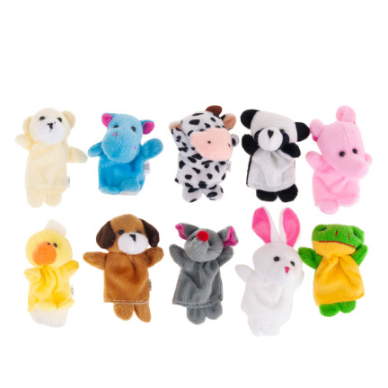 TG64638 Plüsch-Fingerpuppen, 10 Stück, Zootiere, Fingerpuppen-Set