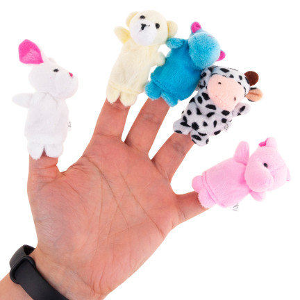 TG64638 Plüsch-Fingerpuppen, 10 Stück, Zootiere, Fingerpuppen-Set