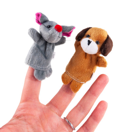 TG64638 Plüsch-Fingerpuppen, 10 Stück, Zootiere, Fingerpuppen-Set