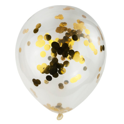 TG66226-1 GOLD KONFETTI LUFTBALLONS 100PCS TRANSPARENT GEBURTSTAG HOCHZEIT EMPFANG