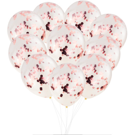 TG66226-2 KONFETTI BALLONS 100 TRANSPARENT KONFETTI ROSE ROSA GEBURTSTAG HOCHZEIT