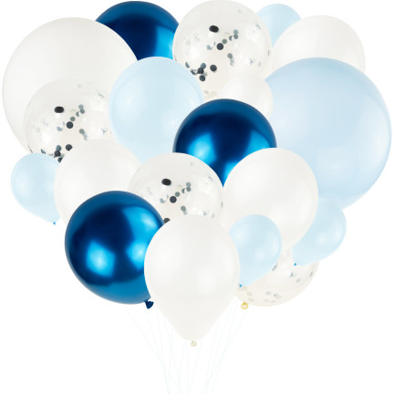 TG66238 GROSSE BALLONGIRLANDE LUFTBALLONS BLAU KONFETTI GEBURTSTAGSKIND SET