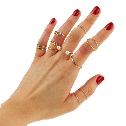 TG66796 GOLD RING SET BOHO RETRO