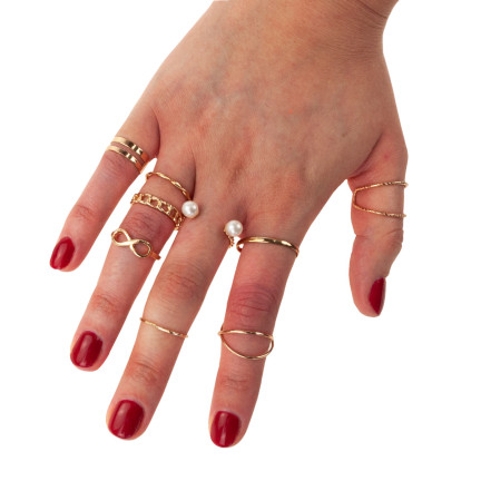 TG66796 GOLD RING SET BOHO RETRO