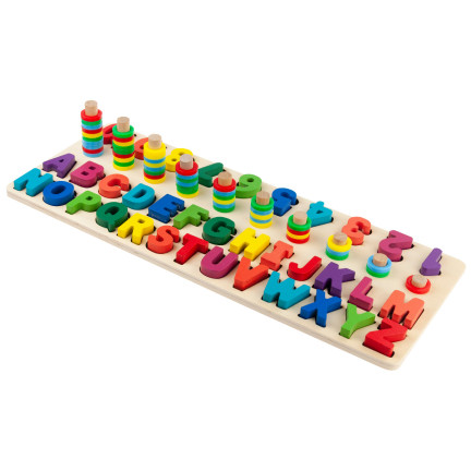 TG67011 Holzpuzzle, Montessori-Sortierspiel, Alphabet und Zahlen, zum Lernen