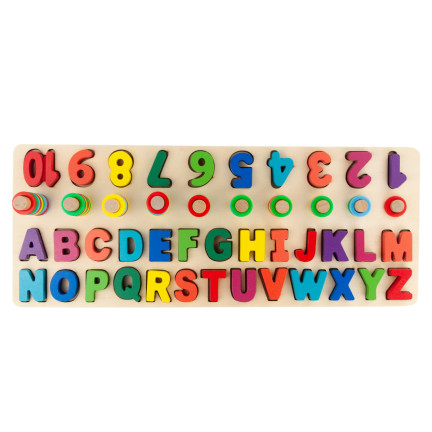 TG67011 Holzpuzzle, Montessori-Sortierspiel, Alphabet und Zahlen, zum Lernen