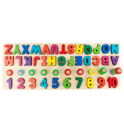 TG67011 Holzpuzzle, Montessori-Sortierspiel, Alphabet und Zahlen, zum Lernen