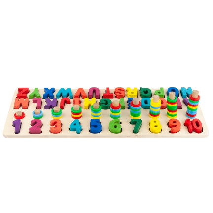 TG67011 Holzpuzzle, Montessori-Sortierspiel, Alphabet und Zahlen, zum Lernen