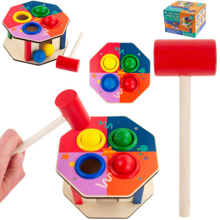TG67016 Montessori-Steckspiel – Holzstecker + bunter Hammer