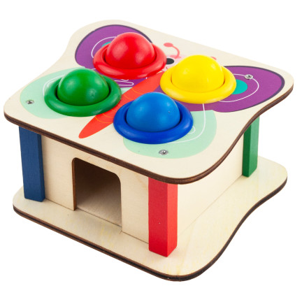 TG67016 Montessori-Steckspiel – Holzstecker + bunter Hammer