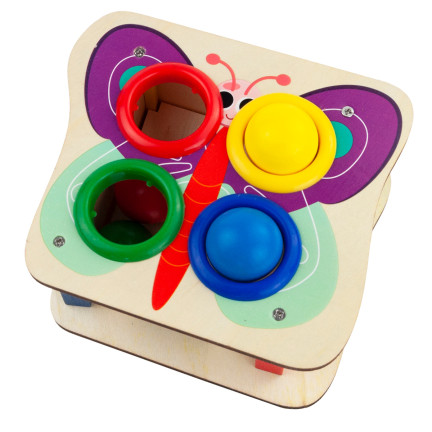 TG67016 Montessori-Steckspiel – Holzstecker + bunter Hammer