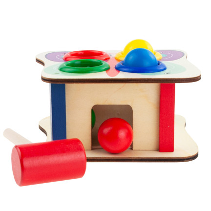 TG67016 Montessori-Steckspiel – Holzstecker + bunter Hammer