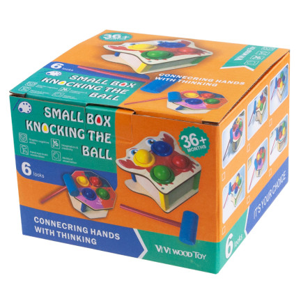 TG67016 Montessori-Steckspiel – Holzstecker + bunter Hammer