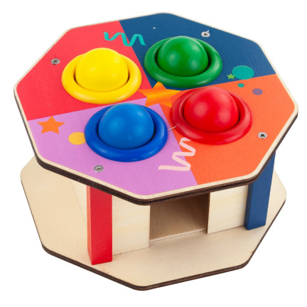 TG67016 Montessori-Steckspiel – Holzstecker + bunter Hammer