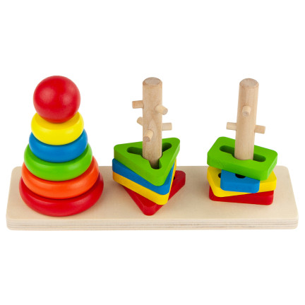 TG67023 Sortierspiel – logisches Geschicklichkeitsspiel aus Holz mit Formen und Turm aus Bausteinen