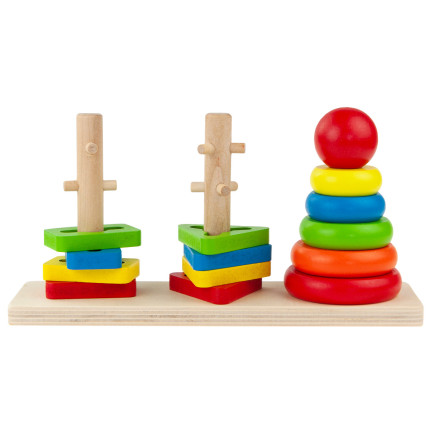 TG67023 Sortierspiel – logisches Geschicklichkeitsspiel aus Holz mit Formen und Turm aus Bausteinen