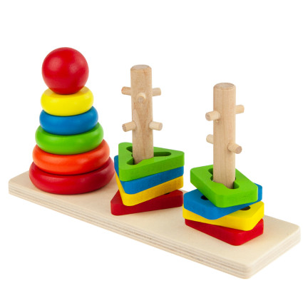 TG67023 Sortierspiel – logisches Geschicklichkeitsspiel aus Holz mit Formen und Turm aus Bausteinen