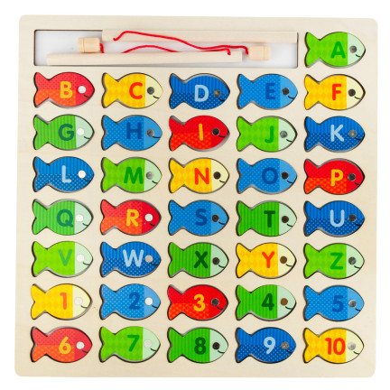 TG67024 – Spiel zum Fischen, Holzfische, Lernpuzzle, Alphabet, Buchstabenpuzzle