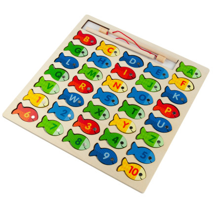 TG67024 – Spiel zum Fischen, Holzfische, Lernpuzzle, Alphabet, Buchstabenpuzzle