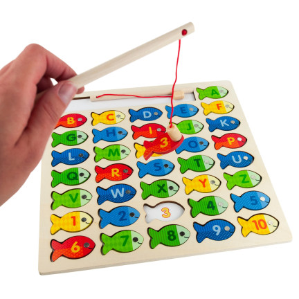 TG67024 – Spiel zum Fischen, Holzfische, Lernpuzzle, Alphabet, Buchstabenpuzzle
