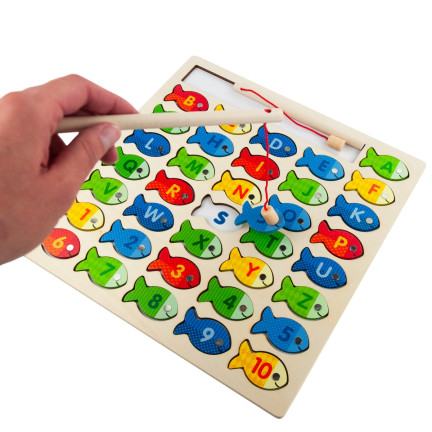 TG67024 – Spiel zum Fischen, Holzfische, Lernpuzzle, Alphabet, Buchstabenpuzzle
