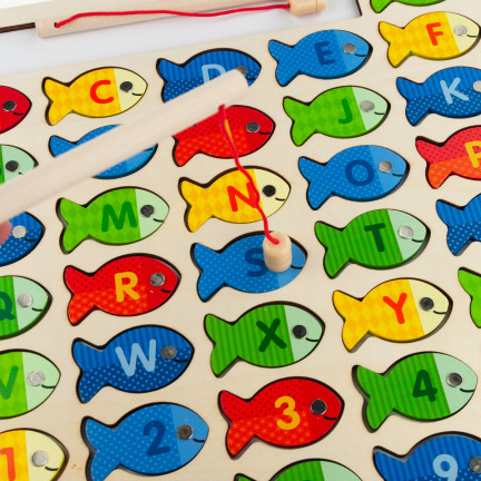 TG67024 – Spiel zum Fischen, Holzfische, Lernpuzzle, Alphabet, Buchstabenpuzzle