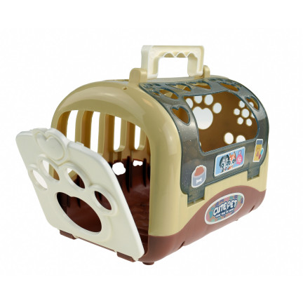 TG67294 Hundespielzeug: Welpe in Transportbox, inklusive Zubehör (Nahrungsschüssel, Bürste)