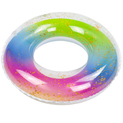 TG67354 AUFBLASBARES SCHWIMMRAD GLITZER-REGENBOGEN FÜR KINDER