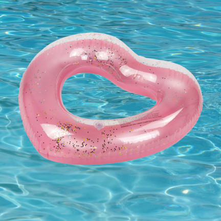 TG67359 AUFBLASBARES HERZRAD ROSA MIT SCHWIMMENDEN PAILLETTEN