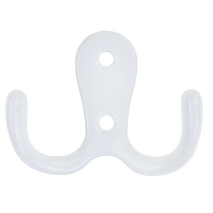 TG67387-1 Garderobenhaken doppelt weißes Metall für Garderobe Garderobe