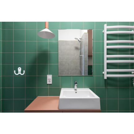 TG67387-1 Garderobenhaken doppelt weißes Metall für Garderobe Garderobe