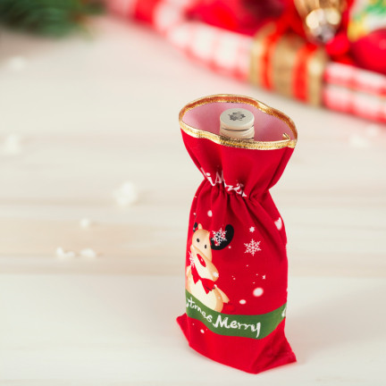 Flaschenkoffer, Geschenkkoffer, Weihnachten, Stoff, rot, 32,5x15cm
