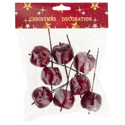 TG69139-4 Goldene Äpfel an Drahtstielen, dekorative Kränze und Gestecke, 8 Stück