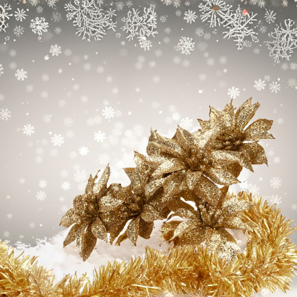 TG69142-3 GOLD GLITTER BLUMEN WEIHNACHTEN DEKORATION SCHILF