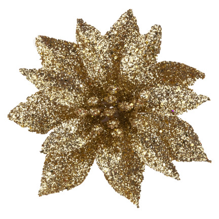 TG69142-3 GOLD GLITTER BLUMEN WEIHNACHTEN DEKORATION SCHILF