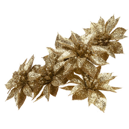 TG69142-3 GOLD GLITTER BLUMEN WEIHNACHTEN DEKORATION SCHILF