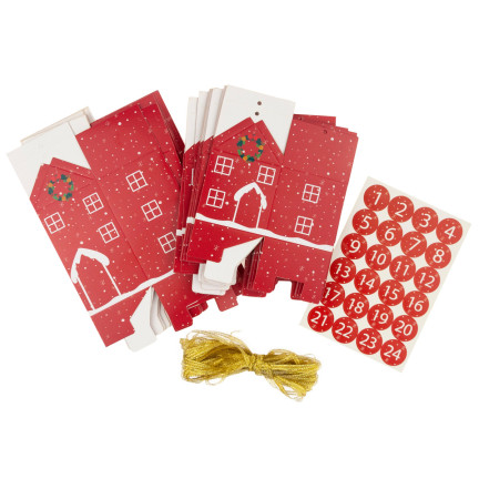 TG70168 DIY-Adventskalender: Weihnachtshäuschen und Schachteln zum Befüllen – Set