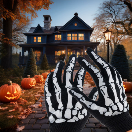 TG70218 HALLOWEEN HANDSCHUHE SKELETT KOSTÜM VERKLEIDUNG UNIVERSAL GRÖSSE
