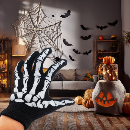 TG70218 HALLOWEEN HANDSCHUHE SKELETT KOSTÜM VERKLEIDUNG UNIVERSAL GRÖSSE