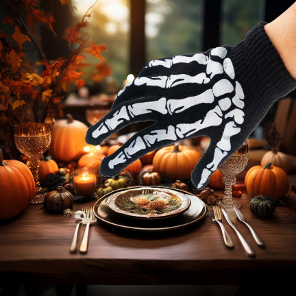 TG70218 HALLOWEEN HANDSCHUHE SKELETT KOSTÜM VERKLEIDUNG UNIVERSAL GRÖSSE